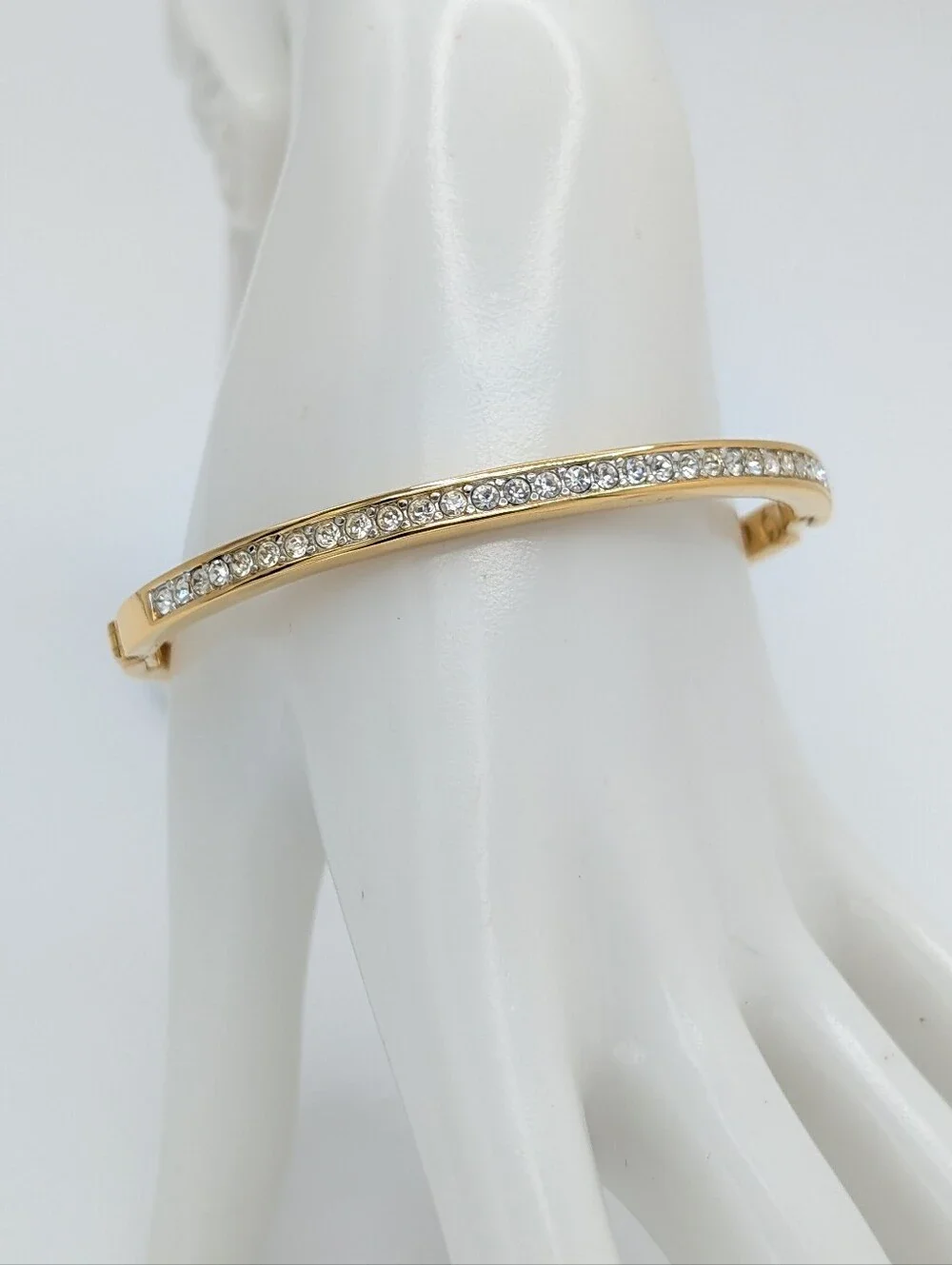 Vintage Swarovski Channel Set Rhinestone Hinged Bangle Bracelet